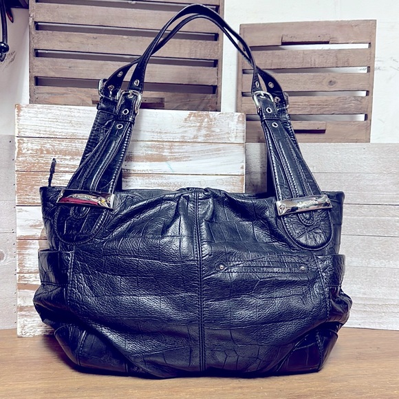 b. makowsky Bags B Makowsky Black Croc Leather Multi Functional